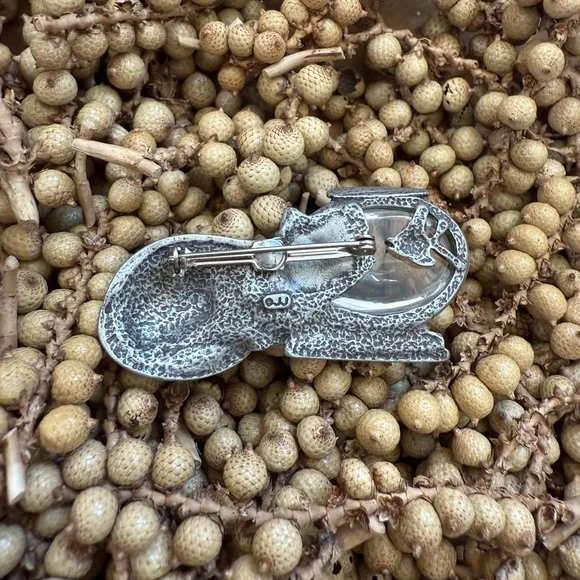 Vintage Silver Cat and Fishbowl Magnifying Glass Brooch Pin - Picture 7 of 13